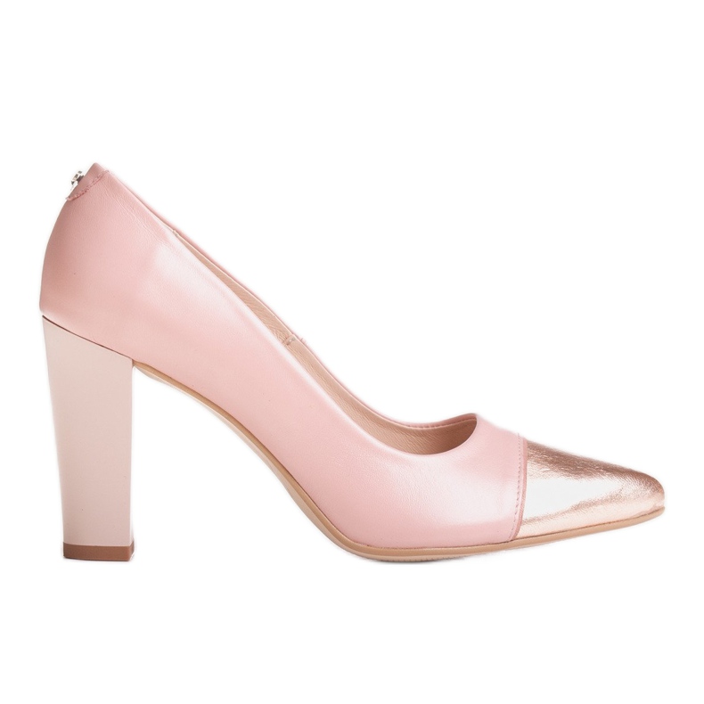 Marco Shoes Pink Marco pumps with a gold toe Marco Shoes Pink Marco pumps with a gold toe