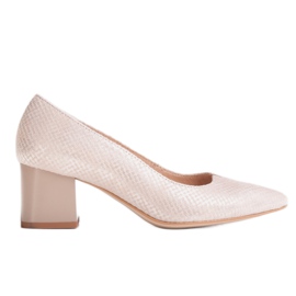 Marco Shoes Beige 1038P shoes with a stable heel