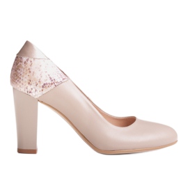 Marco Shoes Beige 1154P pumps with a reptilian motif
