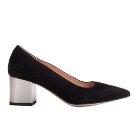 Marco Shoes Black 1038P suede shoes, steel heel