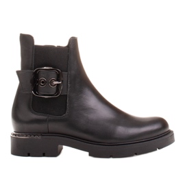 Marco Shoes Marco women's Chelsea boots with a buckle and rubber black