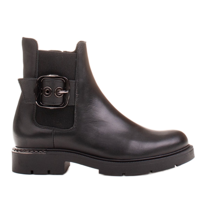Marco Shoes Marco women's Chelsea boots with a buckle and rubber black