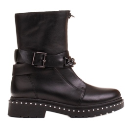 Marco Shoes Marco 1262B women's hiking boots with chain, Glany black