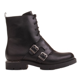 Marco Shoes Women's lace-up boots 1364B with a double buckle black