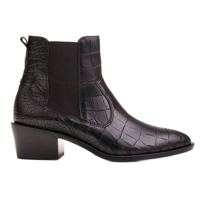 Marco Shoes Women's ankle boots in a cowboy style with a snakeskin motif black