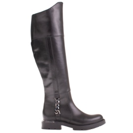 Marco Shoes High boots with rubber and chain black