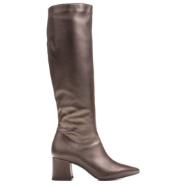 Marco Shoes Elegant women's boots 1376K in a color of metallic brown