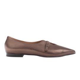 Marco Shoes Slim 1332P metallic ballerinas with a strap brown