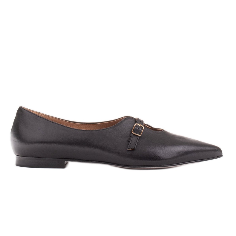 Marco Shoes Slender black women's ballerinas 1332P with a strap
