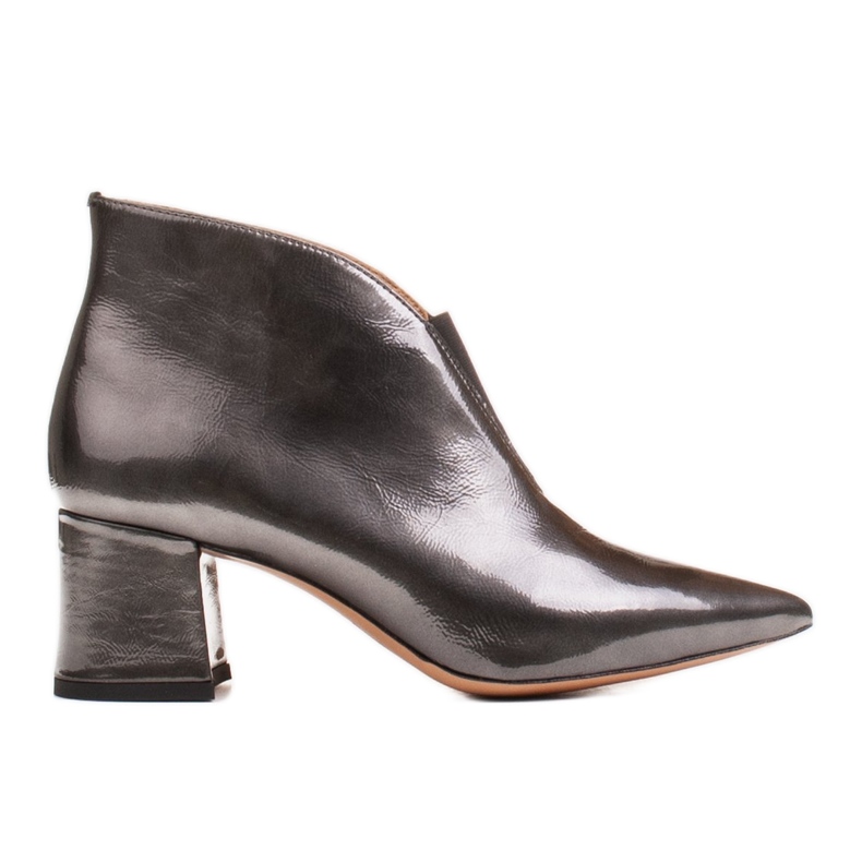 Marco Shoes 1460B slim gray leather ankle boots with a rubber upper grey