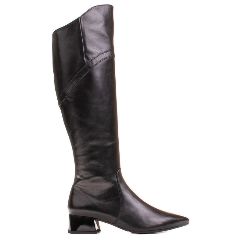 Marco Shoes Black leather boots with a wavy edge