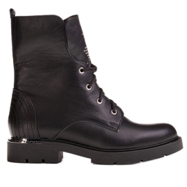 Marco Shoes Marco 1342B tied women's boots with jets and a zipper black