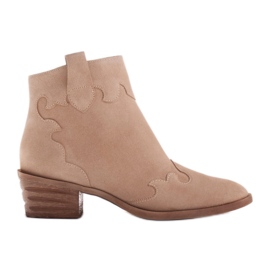 Marco Shoes Beige boots made of natural suede without insulation Marco Shoes Beige boots made of natural suede without insulation