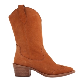 Marco Shoes Copper boots made of natural suede brown