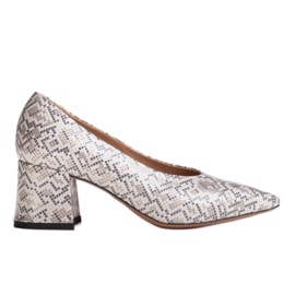 Marco Shoes Elegant women's pumps with a snake motif grey