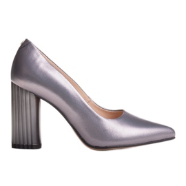 Marco Shoes Gray pumps with a ribbed heel grey Marco Shoes Gray pumps with a ribbed heel grey