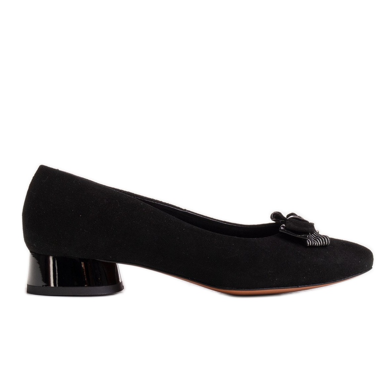Marco Shoes Elegant black ballerinas with a bow