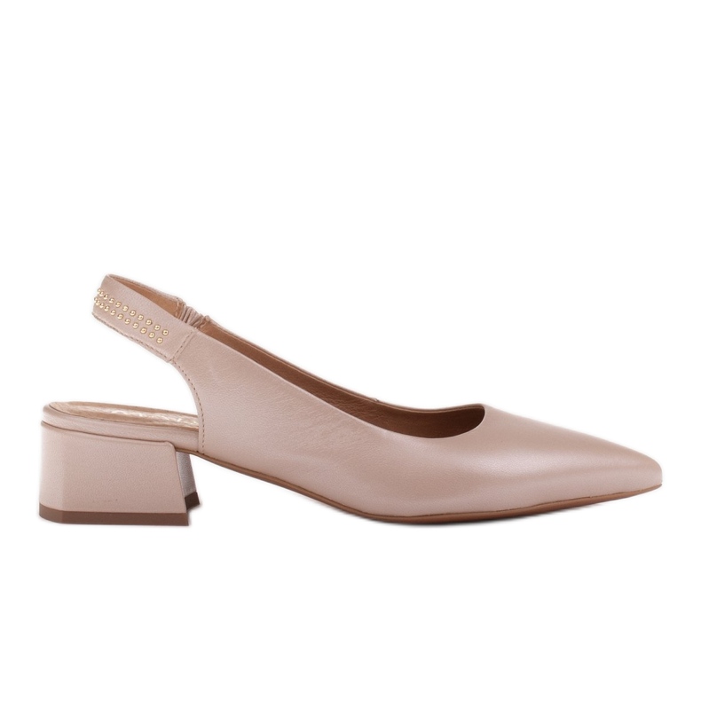 Marco Shoes Beige sandals with decorative jets in grain leather