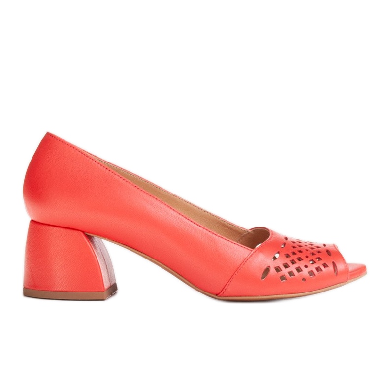 Marco Shoes Red pumps with a perforated front
