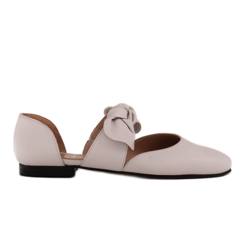 Marco Shoes Ballerinas with a bow made of grain leather white