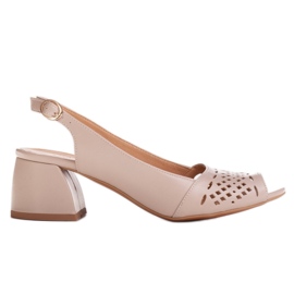 Marco Shoes Beige sandals with perforation
