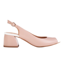 Marco Shoes Sandal 1506P made of pink leather with a stable heel