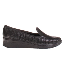 Radoskór Comfortable black women's loafers for a wider foot