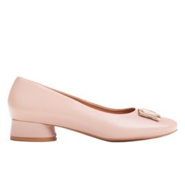 Marco Shoes Pink leather ballerinas with golden decoration Marco Shoes Pink leather ballerinas with golden decoration