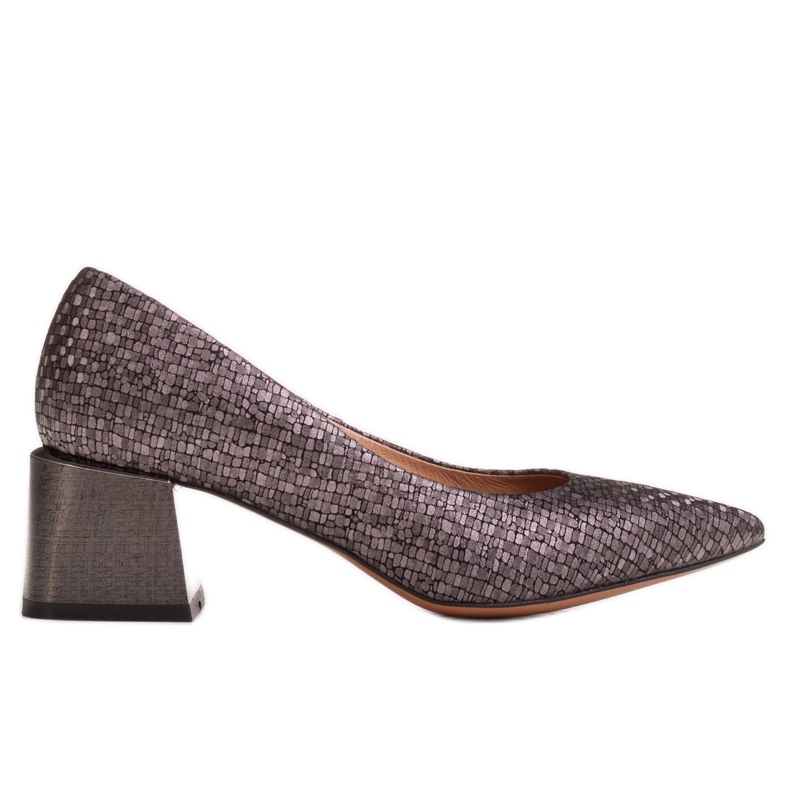 Marco Shoes Elegant pumps made of embossed leather grey