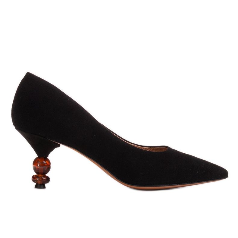 Marco Shoes Black pumps with amber stones
