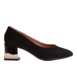 Marco Shoes Black leather pumps with a chrome heel Marco Shoes Black leather pumps with a chrome heel