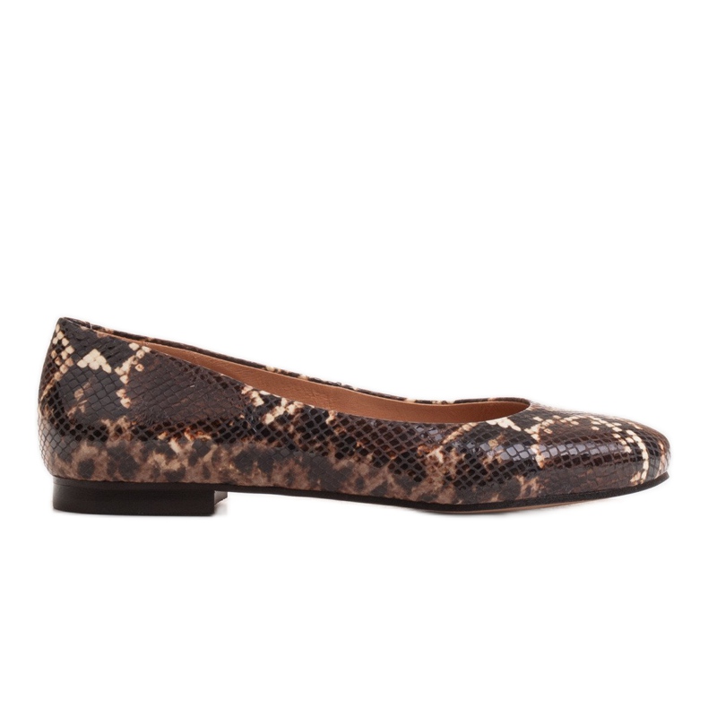 Marco Shoes Brown ballerinas with a snake pattern