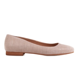 Marco Shoes Beige leather ballerinas with a metallic accent