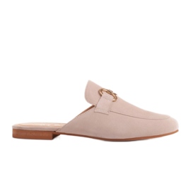 Marco Shoes Women's suede slippers with an ornament beige