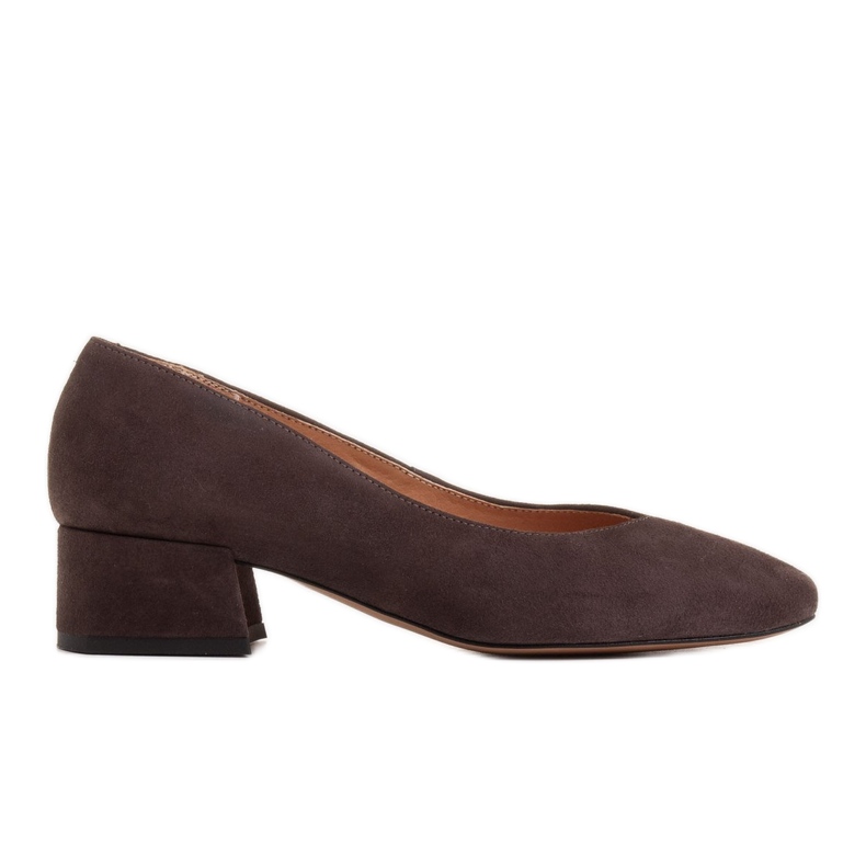 Marco Shoes Brown suede pumps with a V-neck