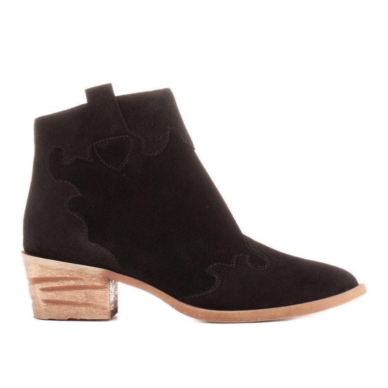 Marco Shoes Elegant leather ankle boots with low heels black