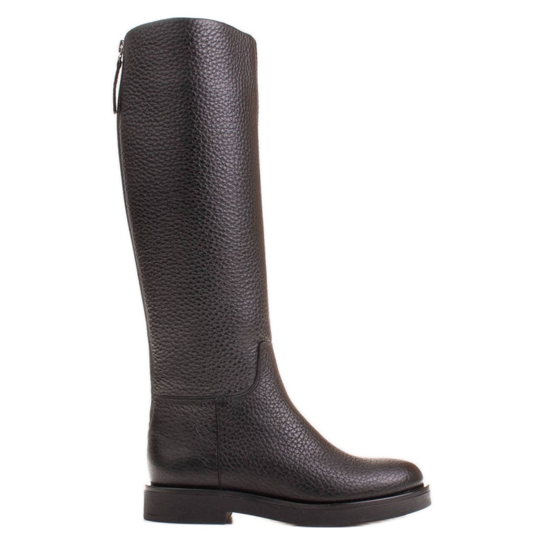 Marco Shoes High flat boots made of natural embossed leather black Marco Shoes High flat boots made of natural embossed leather black