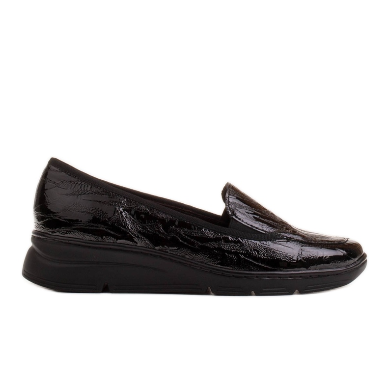 Radoskór Comfortable women's black moccasins for a wider foot