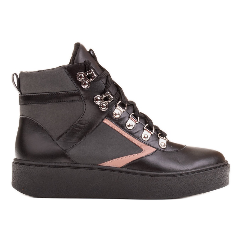 Marco Shoes Sports leather ankle boots with a binding black Marco Shoes Sports leather ankle boots with a binding black