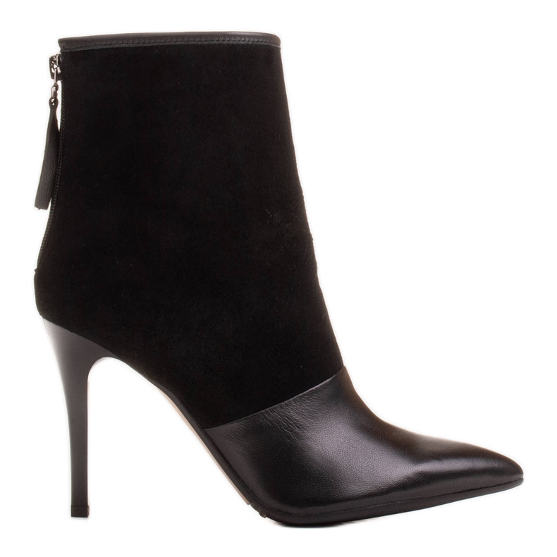 Marco Shoes Women's boots on a high heel in a combination of leather and suede black
