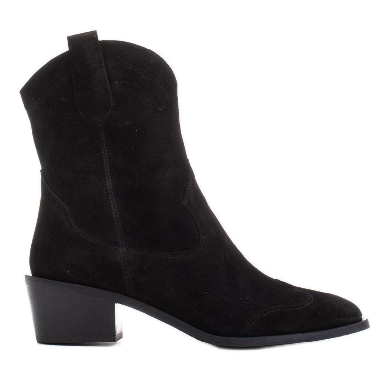 Marco Shoes Black cowboy boots made of natural suede without insulation