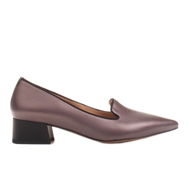 Marco Shoes Women's pumps with interesting leather on a low heel brown