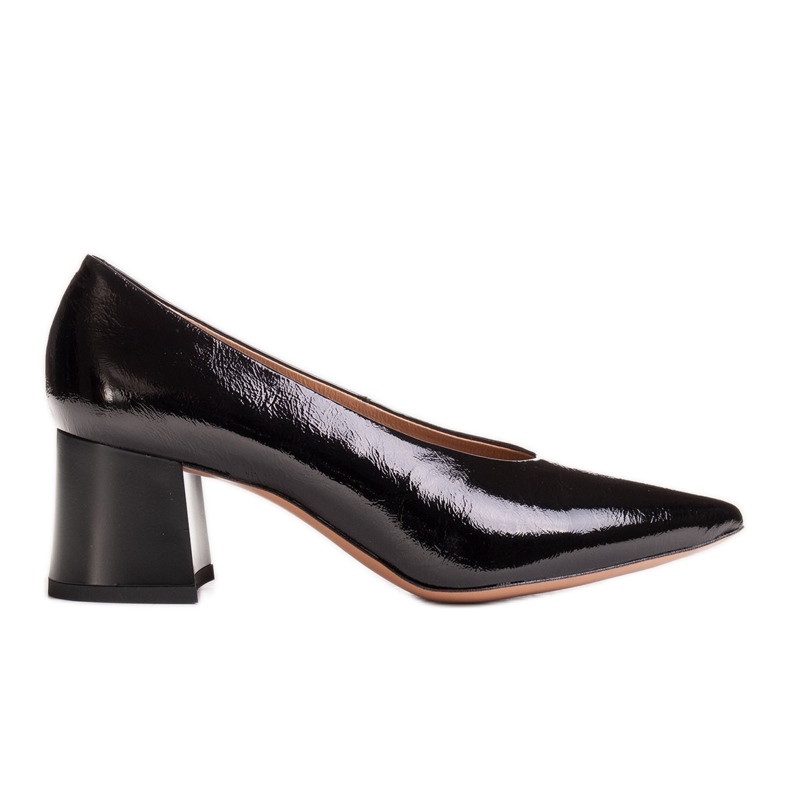 Marco Shoes Elegant black ladies' pumps made of lacquer