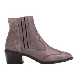 Marco Shoes Gray retro cowboy boots with crumpled leather grey