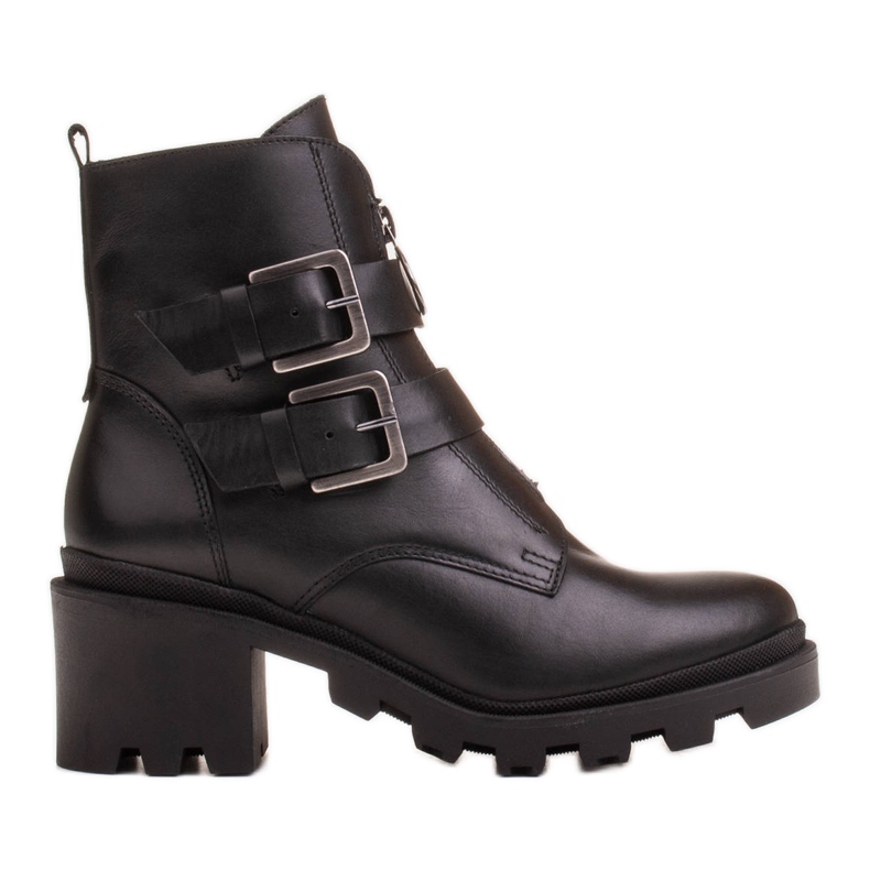 Marco Shoes Black leather ankle boots on a thick and light sole Marco Shoes Black leather ankle boots on a thick and light sole