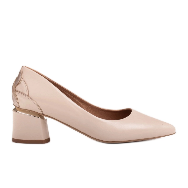 Marco Shoes Pumps in beige leather with a floral pattern