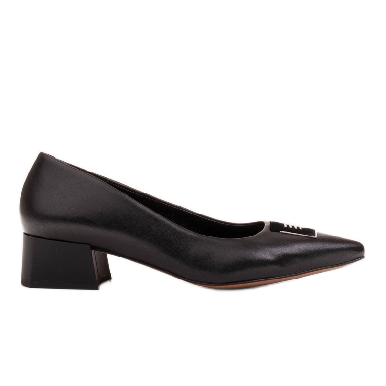 Marco Shoes Black pumps with low heels, decoration with jets