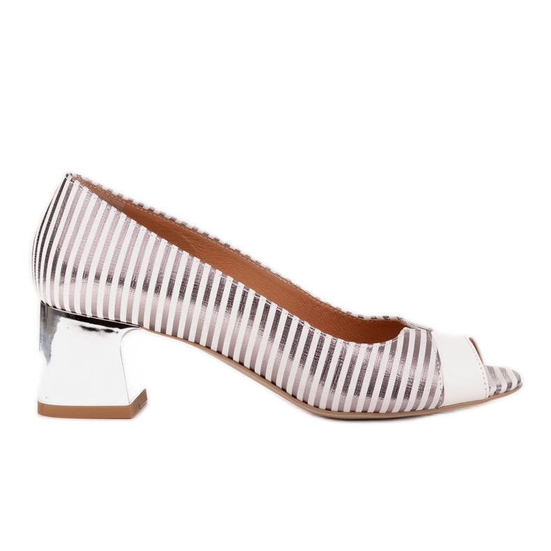 Marco Shoes Pumps with an open front, chrome heel silver
