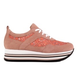 Marco Shoes Sneakers on a thick sole with breathable mesh pink