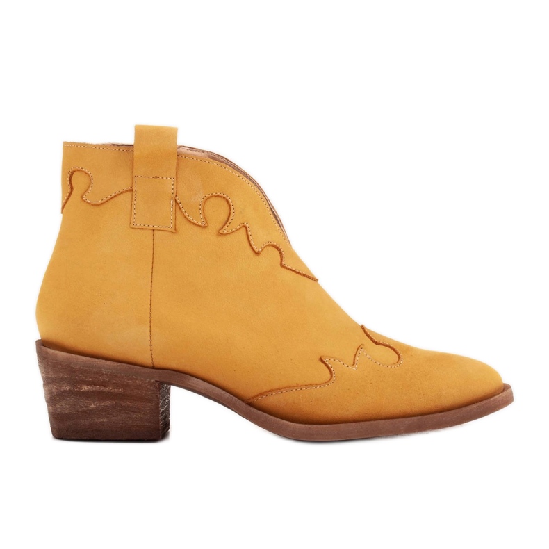 Marco Shoes Uninsulated boots with suede and wavy inserts brown yellow